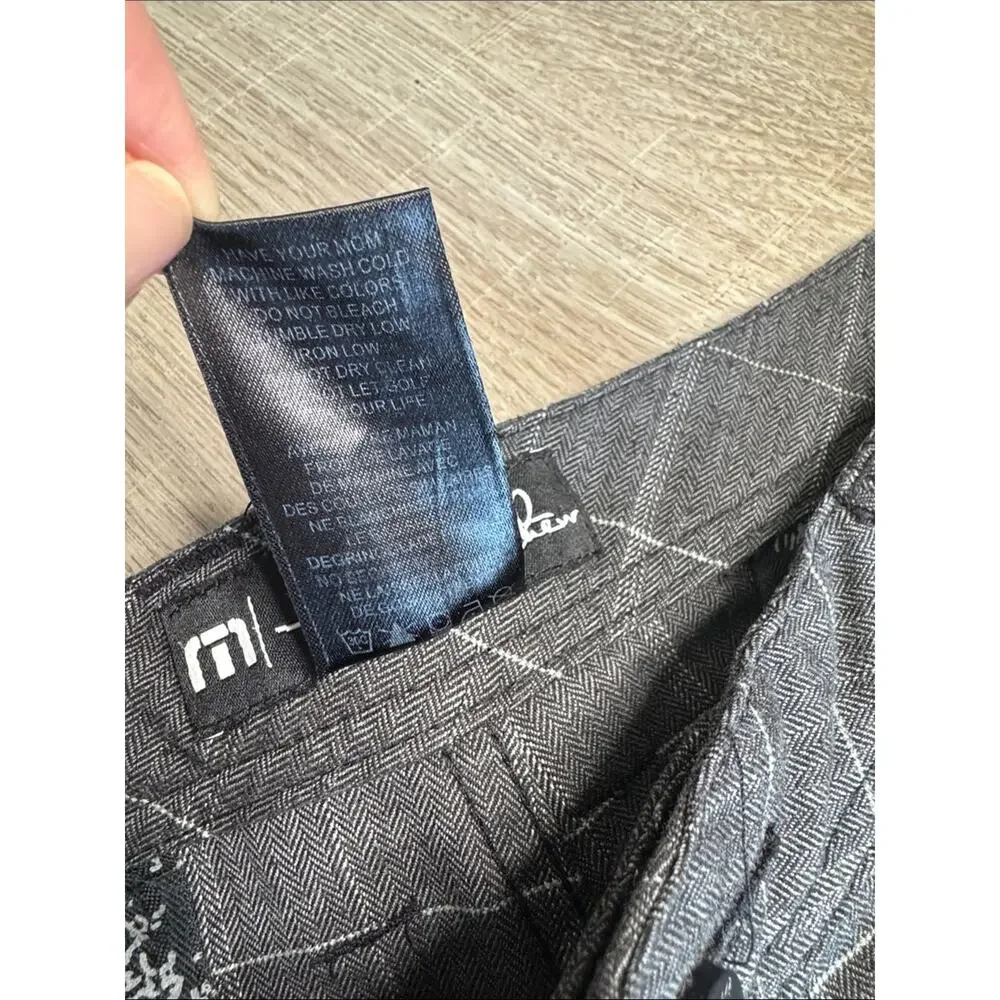 TRAVIS MATHEW Men's Gray Plaid Flat Front Shorts